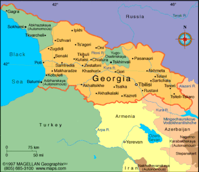 Map of Georgia the country; fun facts about wine